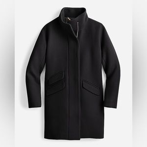 J. Crew Black Cocoon coat in Italian stadium-cloth wool blend
